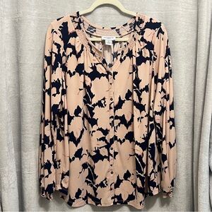 Liz Claiborne Woman - Blush/Navy - Floral Blouse - 1X